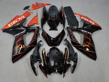 Bacardi Schwarz & Orange 2006-2007 Suzuki GSXR 600-750 Motorrad Verkleidung