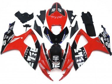 Benutzerdefiniert Rot & Schwarz Logos 2006-2007 Suzuki GSXR 600-750 Motorrad Verkleidung