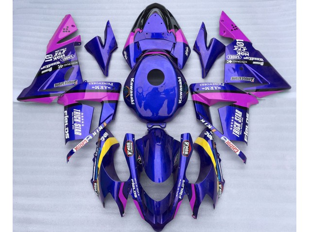 Blau & Pink Trickstar 2004-2005 Kawasaki ZX10R Motorrad Verkleidung