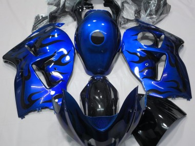 Blau & Schwarz Flamme 1997-2007 Suzuki GSXR 1300 Motorrad Verkleidung