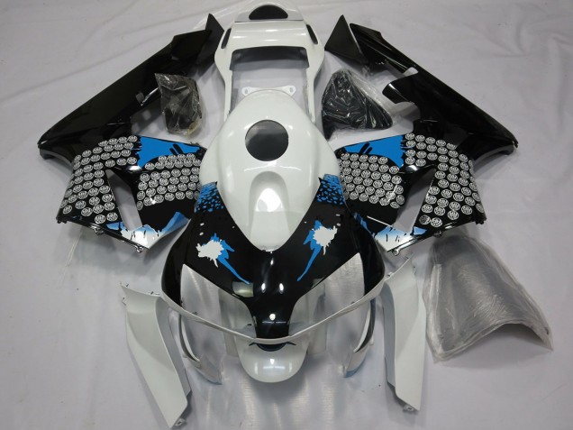 Blaue Weiße & Schwarze Spritzer 2003-2004 Honda CBR600RR Motorrad Verkleidung
