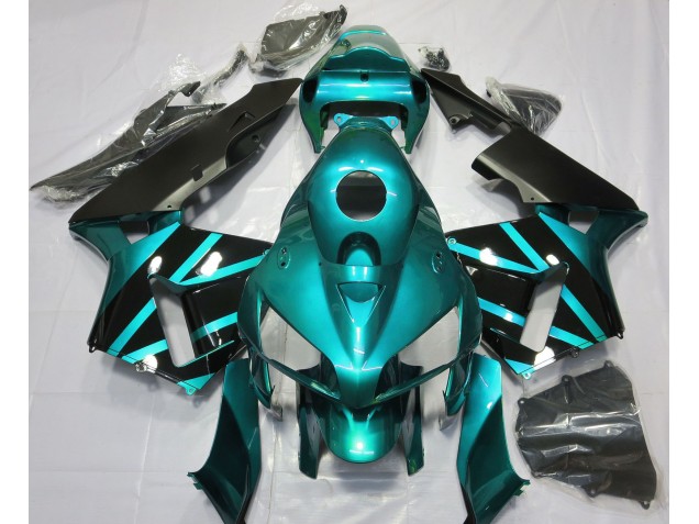 Blaugrünes & Glänzendes Schwarzes Design 2005-2006 Honda CBR600RR Motorrad Verkleidung