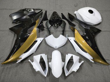 Custom Gold Schwarz & Weiß 2008-2016 Yamaha R6 Motorrad Verkleidung