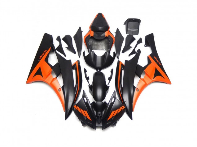 Custom Matt Schwarz & Orange 2006-2007 Yamaha R6 Motorrad Verkleidung