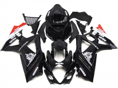 Custom Schwarz Mit Einem Hauch Von Weiß & Rot 2007-2008 Suzuki GSXR 1000 Motorrad Verkleidung