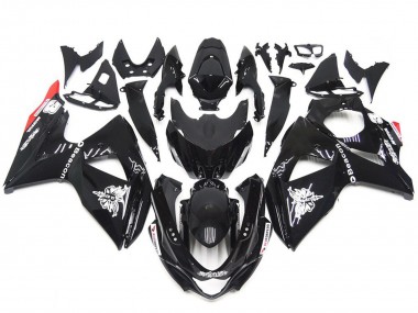 Einfarbig Schwarz Rot Glänzend Stil 2009-2016 Suzuki GSXR 1000 Motorrad Verkleidung