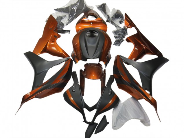 Gebranntes Orange & Matt Schwarz 2007-2008 Honda CBR600RR Motorrad Verkleidung