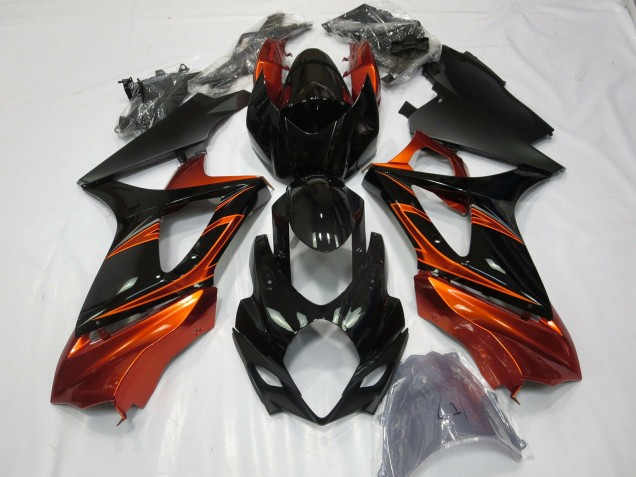 Gebranntes Orange & Schwarz 2007-2008 Suzuki GSXR 1000 Motorrad Verkleidung