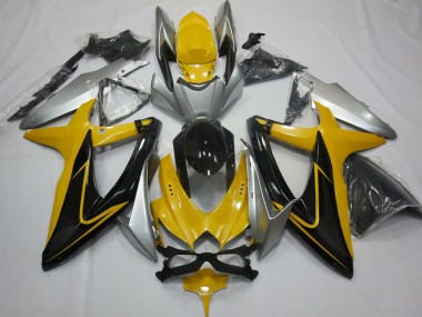 Gelb Schwarz & Silber 2008-2010 Suzuki GSXR 600-750 Motorrad Verkleidung