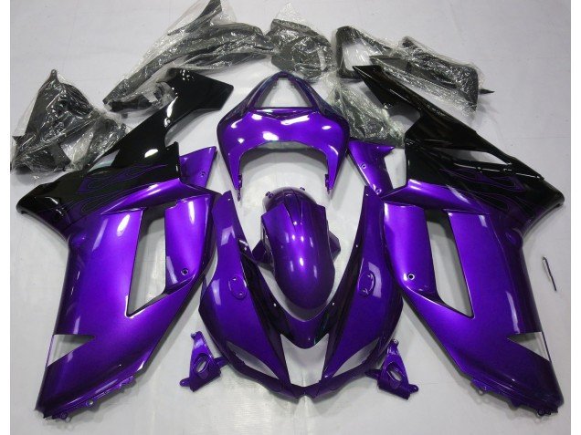 Glanz Lila & Schwarz 2007-2008 Kawasaki ZX6R Motorrad Verkleidung
