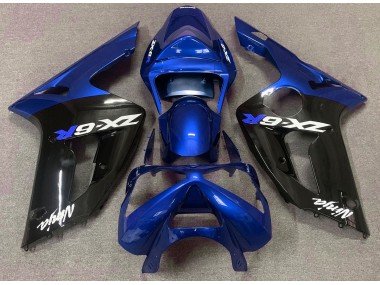 Glänzend Blau & Schwarz 2003-2004 Kawasaki ZX6R Motorrad Verkleidung