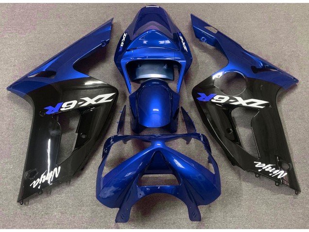 Glänzend Blau & Schwarz 2003-2004 Kawasaki ZX6R Motorrad Verkleidung Glänzend Blau & Schwarz 2003-2004 Kawasaki ZX6R Motorrad Verkleidung