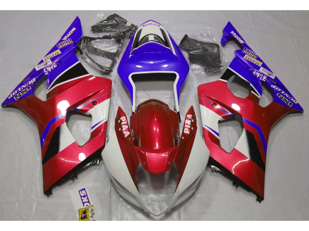 Glänzend Candy Red & Blau 2003-2004 Suzuki GSXR 1000 Motorrad Verkleidung