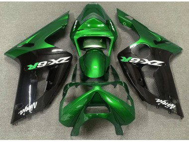 Glänzend Grün & Schwarz 2003-2004 Kawasaki ZX6R Motorrad Verkleidung