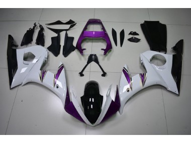Glänzend Weiß & Lila Akzente 2003-2004 Yamaha R6 Motorrad Verkleidung