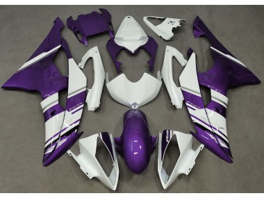 Glänzend Weiß & Lila OEM-Stil 2008-2016 Yamaha R6 Motorrad Verkleidung
