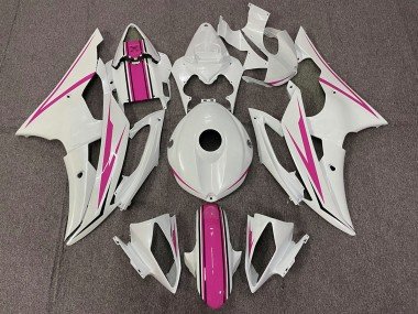 Glänzend Weiß & Pink 2008-2016 Yamaha R6 Motorrad Verkleidung