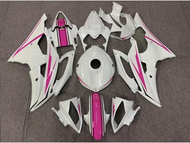 Glänzend Weiß & Pink 2008-2016 Yamaha R6 Motorrad Verkleidung