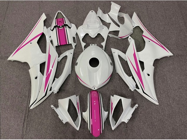 Glänzend Weiß & Pink 2008-2016 Yamaha R6 Motorrad Verkleidung Glänzend Weiß & Pink 2008-2016 Yamaha R6 Motorrad Verkleidung