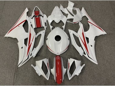 Glänzend Weiß & Rot 2008-2016 Yamaha R6 Motorrad Verkleidung