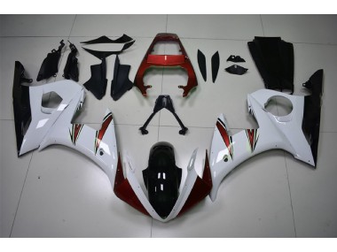 Glänzend Weiß & Rot Akzente 2003-2004 Yamaha R6 Motorrad Verkleidung