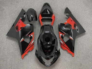 Glänzend Schwarz & Rot 2004-2005 Suzuki GSXR 600-750 Motorrad Verkleidung