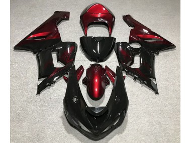Glänzend Schwarz & Rot 2005-2006 Kawasaki ZX6R Motorrad Verkleidung