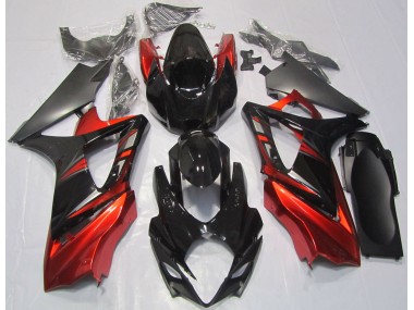 Glänzend Schwarz & Rot 2007-2008 Suzuki GSXR 1000 Motorrad Verkleidung