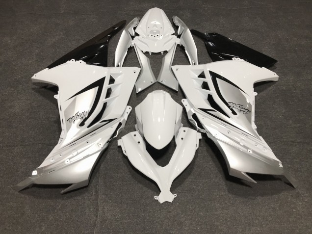 Glänzend Weiß & Silber 2013-2018 Kawasaki Ninja 300 Motorrad Verkleidung