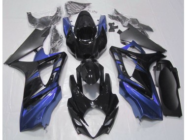 Glänzendes Schwarz & Blau 2007-2008 Suzuki GSXR 1000 Motorrad Verkleidung