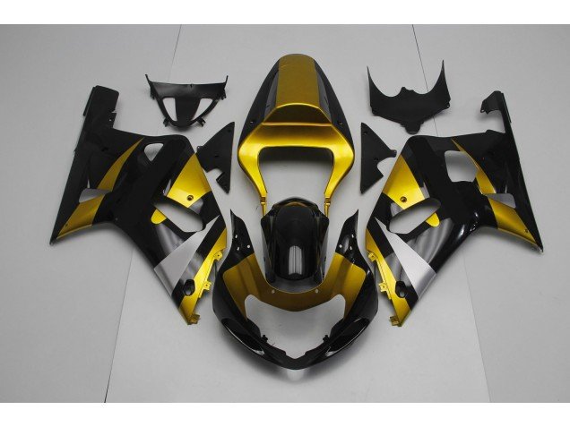 Glänzendes Schwarz & Gold 2001-2003 Suzuki GSXR 600-750 Motorrad Verkleidung Glänzendes Schwarz & Gold 2001-2003 Suzuki GSXR 600-750 Motorrad Verkleidung