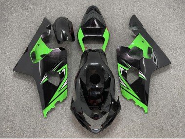 Glänzendes Schwarz & Grün 2004-2005 Suzuki GSXR 600-750 Motorrad Verkleidung