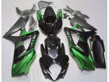 Glänzendes Schwarz & Grün 2007-2008 Suzuki GSXR 1000 Motorrad Verkleidung