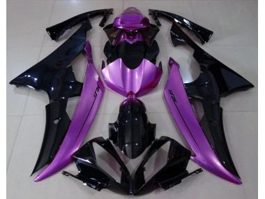 Glänzendes Schwarz & Rosaviolett 2008-2016 Yamaha R6 Motorrad Verkleidung