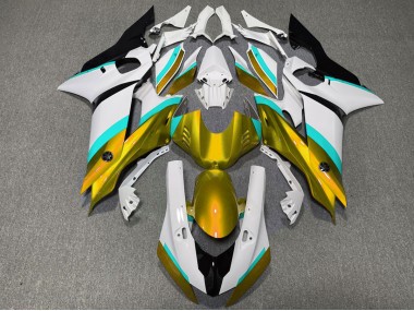 Gold & Hellblau Glanz 2017-2021 Yamaha R6 Motorrad Verkleidung
