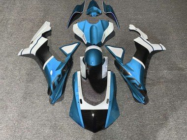Hellblau & Kohlefaser Akzente 2015-2019 Yamaha R1 Motorrad Verkleidung