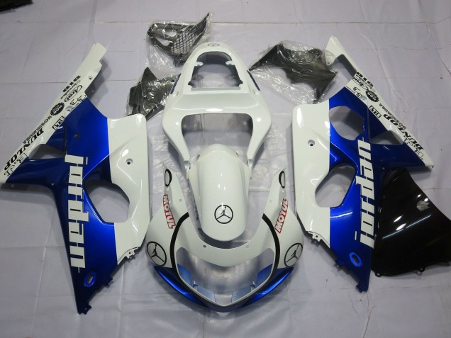 Jordan Blau & Weiß 2000-2002 Suzuki GSXR 1000 Motorrad Verkleidung