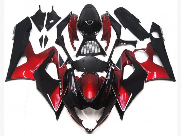Kastanienbraun Rot & Glänzendes Schwarz 2005-2006 Suzuki GSXR 1000 Motorrad Verkleidung Kastanienbraun Rot & Glänzendes Schwarz 2005-2006 Suzuki GSXR 1000 Motorrad Verkleidung