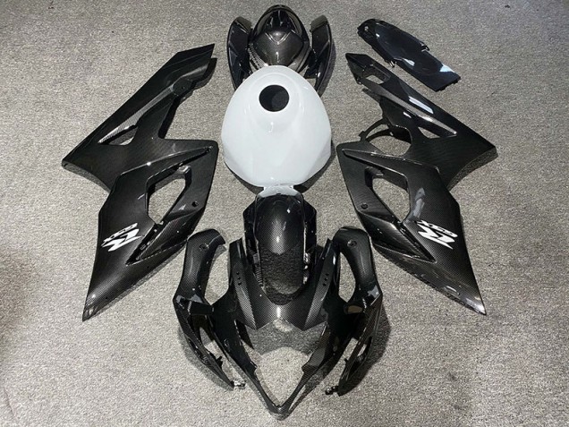 Kohlefaser Stil & Glänzend Weiß 2005-2006 Suzuki GSXR 1000 Motorrad Verkleidung