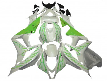 Limettengrün Flamme Auf Weiß 2007-2008 Honda CBR600RR Motorrad Verkleidung