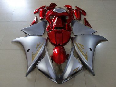 Matt Silber & Rot Glänzend 2009-2011 Yamaha R1 Motorrad Verkleidung