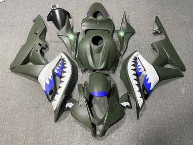 Mattgrüner & Blauer Hai 2007-2008 Honda CBR600RR Motorrad Verkleidung