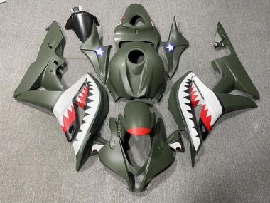 Mattgrüner & Rot Hai 2007-2008 Honda CBR600RR Motorrad Verkleidung