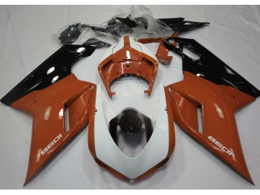 Orange Glänzend & Weiß 2007-2014 Ducati 848 1098 1198 Motorrad Verkleidung