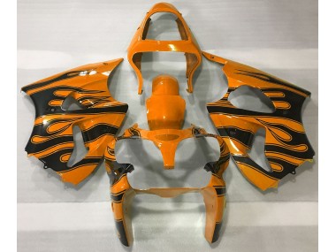 Orange & Schwarz Flamme 2000-2002 Kawasaki ZX6R Motorrad Verkleidung