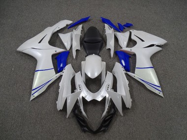 Perlweiß & Tiefes Blau 2011-2024 Suzuki GSXR 600-750 Motorrad Verkleidung