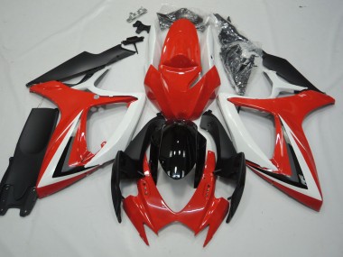 Rot & Weiß 2006-2007 Suzuki GSXR 600-750 Motorrad Verkleidung