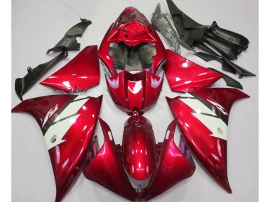 Rot Glänzend & Weiß 2012-2014 Yamaha R1 Motorrad Verkleidung