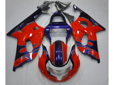 Rot Glänzend & Blau 2001-2003 Suzuki GSXR 600-750 Motorrad Verkleidung