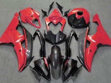 Rot Glänzend & Kohlefaser 2008-2016 Yamaha R6 Motorrad Verkleidung